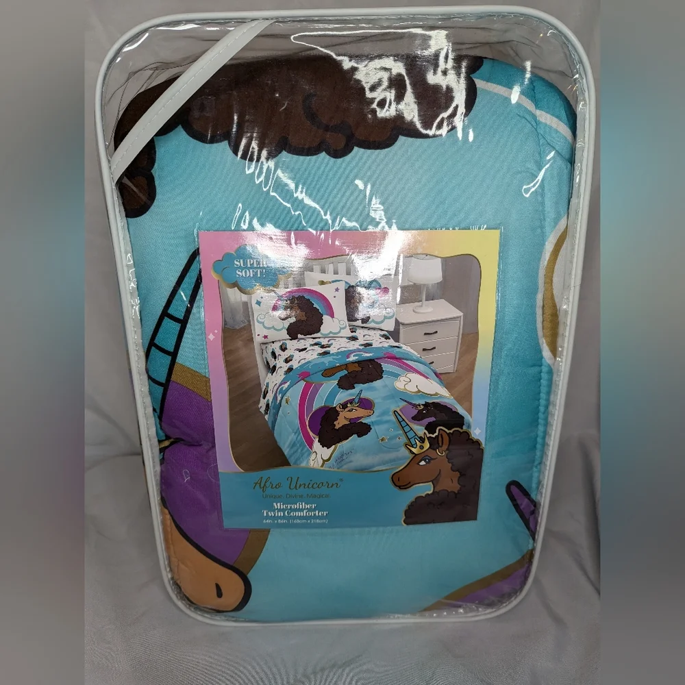 Afro Unicorn Microfiber Twin Comforter